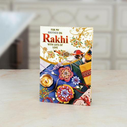 Rakhi Card with Yellow Dhaga Rakhi