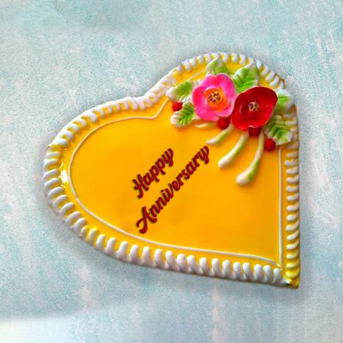 Heart Shape Anniversary Mango Cake - 1kg