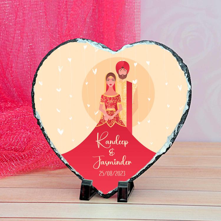 Personalized Wedding Heart Photo Rock