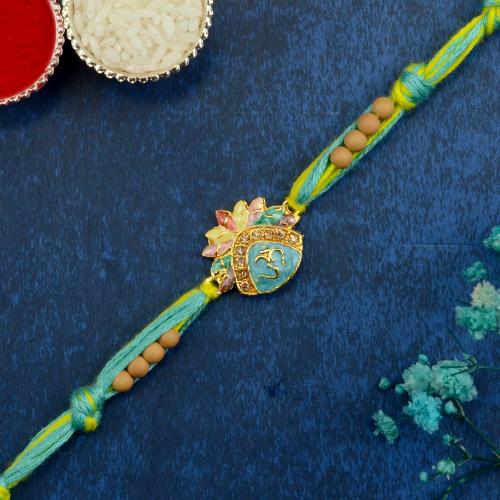 Ethereal Om with Tulsi Beads Rakhi